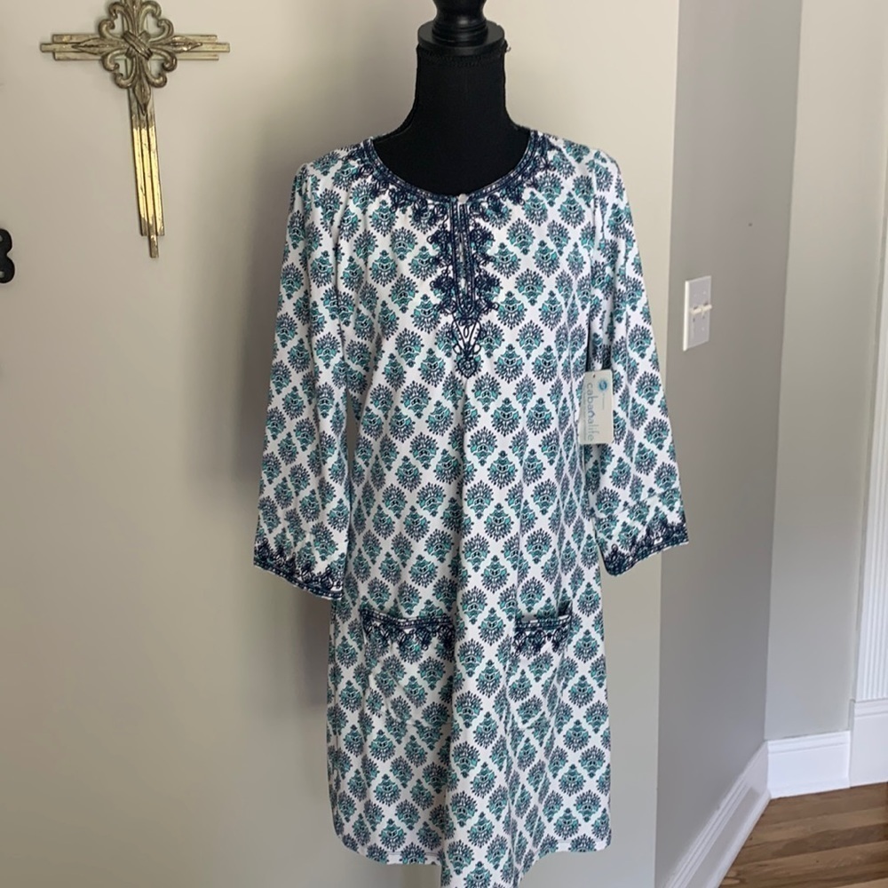 Cabana Life dress NWT 50 SOF navy aqua white